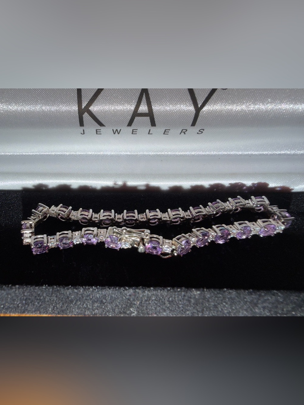 Kay Jewelers Lavender Gemstone Tennis Bracelet - Silver Tone